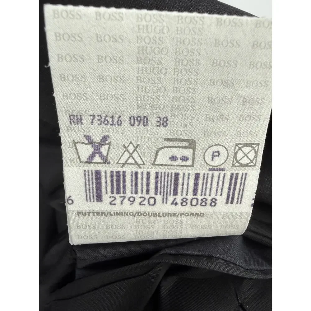 BOSS Hugo Boss Baker Jazz 3-Button Black Wool Tuxedo Jacket Coat 46L Made in USA